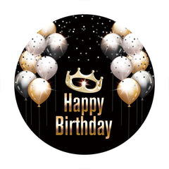 Aperturee - Sliver Gold Ballons Round Boheh Birthday Backdrop