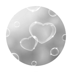 Aperturee - Sliver Love Ballon Round Birthday Party Backdrop