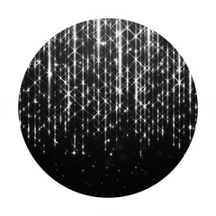 Aperturee - Sliver Star Round Black Birthday Party Backdrop