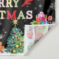 Aperturee - Snowman Gingerman Black Merry Christmas Backdrop