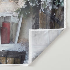 Aperturee - Snowman White Door House Wreath Christmas Backdrop