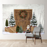 Aperturee - Snowy Brick Cowboy Santa Merry Christmas Backdrop