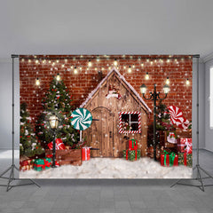 Aperturee - Snowy Cabin Candyland Shiny Holiday Xmas Backdrop