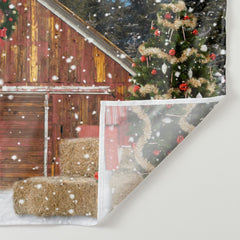 Aperturee - Snowy Cabin Cold Winter Night Christmas Backdrop