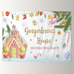Aperturee - Snowy Gingerbread House Star White Xmas Backdrop