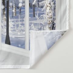 Aperturee - Snowy Lane Outside Window White Christmas Backdrop