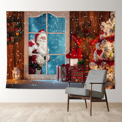 Aperturee - Snowy Light Tree Santa Outside Christmas Backdrop