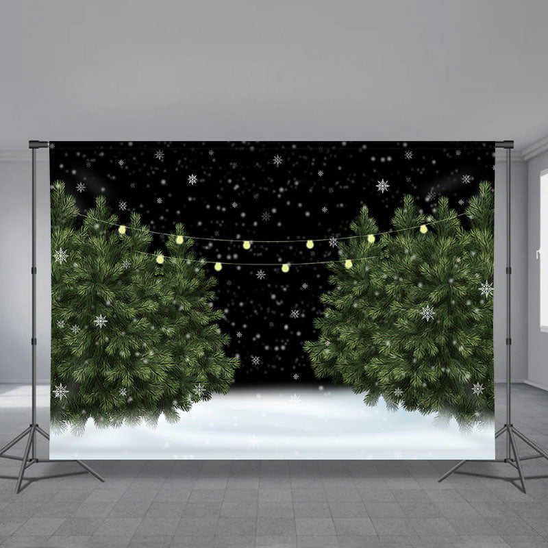 Aperturee - Snowy Tree Light Outdoor Winter Scene Backdrop