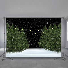 Aperturee - Snowy Tree Light Outdoor Winter Scene Backdrop