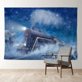 Aperturee - Snowy Winter Night Running Train Xmas Backdrop