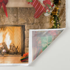 Aperturee - Stocking Fireplace Gift Brick Christmas Backdrop
