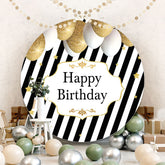Aperturee - Stripe Balloon Circle Happy Birthday Backdrop