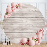 Aperturee - Stripe Wooden Happy Birthday Circle Backdrop