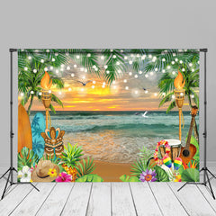 Aperturee - Sunset Beach Surfboard Guitar Summer Photo Backdrop