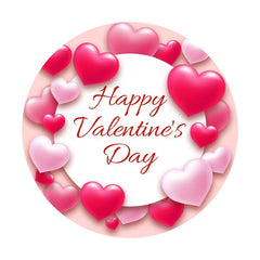 Aperturee - Sweet Pink Loves Round Happy Valentines Backdrop