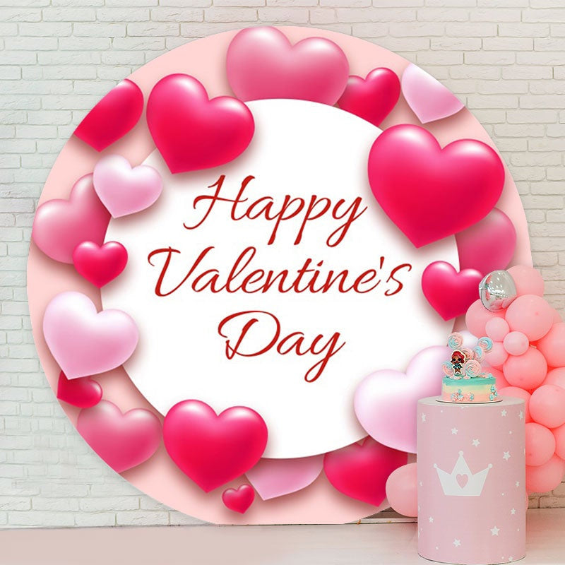 Aperturee - Sweet Pink Loves Round Happy Valentines Backdrop