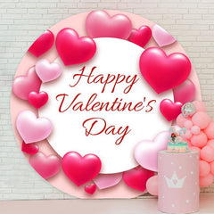 Aperturee - Sweet Pink Loves Round Happy Valentines Backdrop
