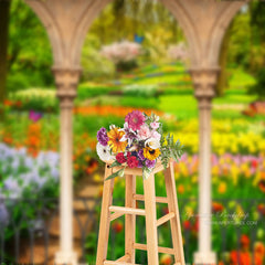 Aperturee - Tulip Flower Green Grass Garden Spring Photo Backdrop