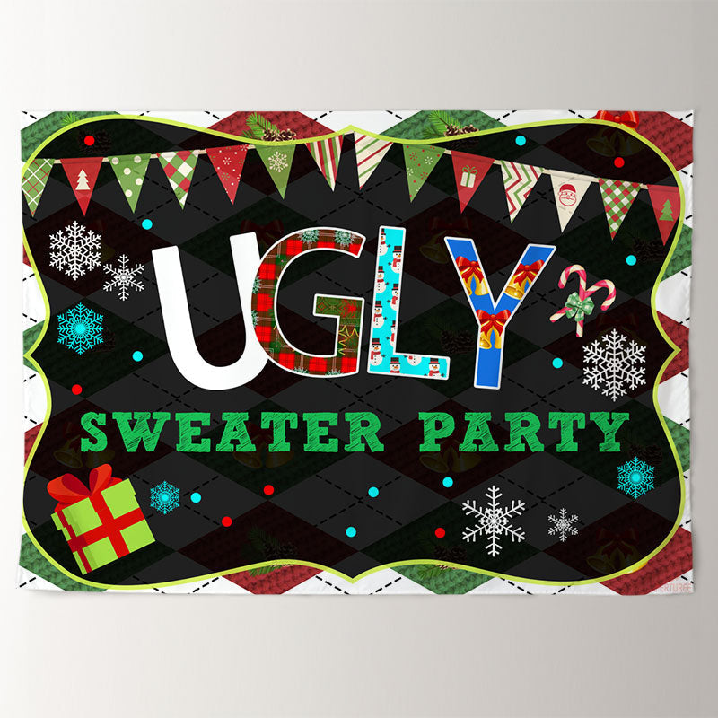 Aperturee - Ugly Sweater Party Merry Christmas Holiday Backdrop