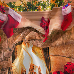 Aperturee - Vintage Xmas Tree Stockings Christmas Fireplace Backdrop