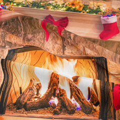 Aperturee - Vintage Xmas Tree Stockings Christmas Fireplace Backdrop