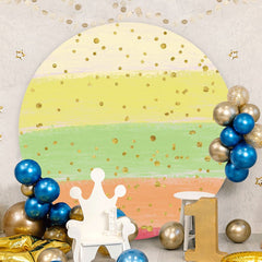 Aperturee - Warm Color Stripe Stitching Round Birthday Backdrop