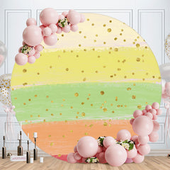 Aperturee - Warm Color Stripe Stitching Round Birthday Backdrop