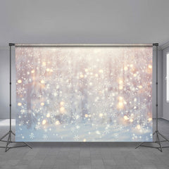 Aperturee - Warm Gold Bokeh Snowflake Light Winter Backdrop