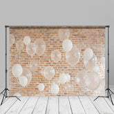 Aperturee - White Balloons Brick Birthday Backdrops For Photo