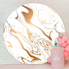 Aperturee - White Gold Abstract Line Round Birthday Backdrop