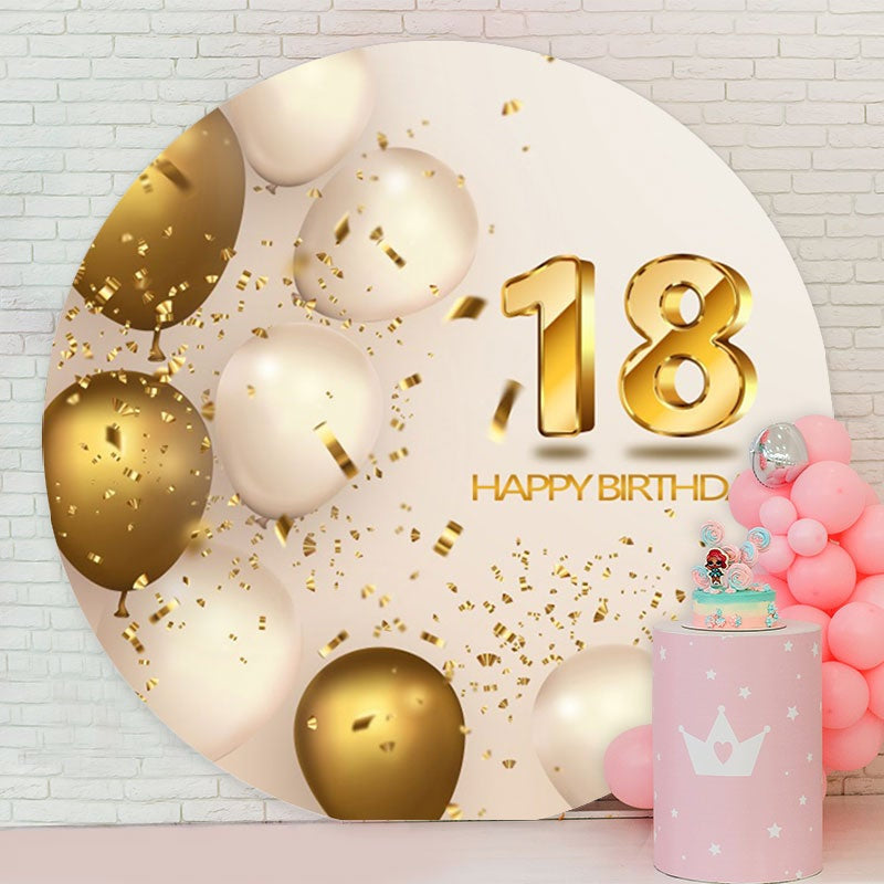 Aperturee - White Gold Ballons Round 18th Birthday Backdrop