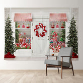 Aperturee - White Lollipop Store Tree Deco Christmas Backdrop