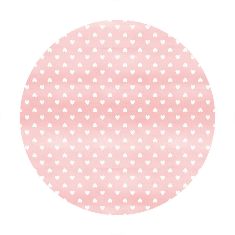Aperturee - White Love Round Pink Girls Birthday Backdrop