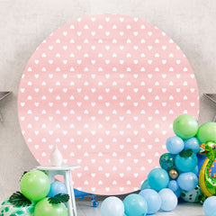 Aperturee - White Love Round Pink Girls Birthday Backdrop