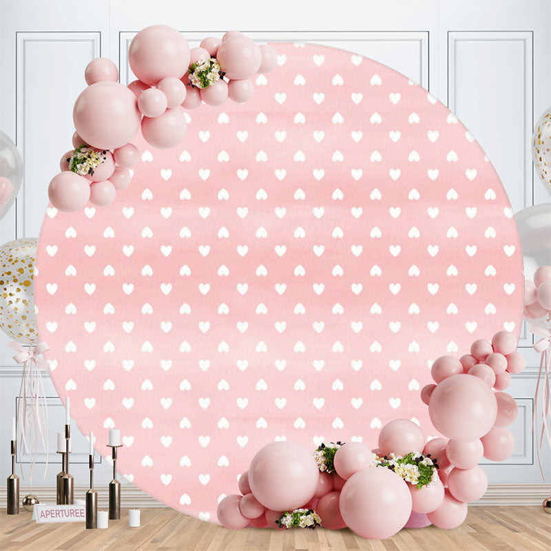 Aperturee - White Love Round Pink Girls Birthday Backdrop