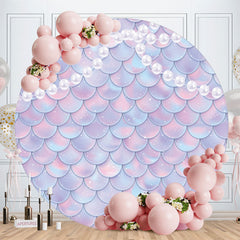 Aperturee - White Pearl Dream Mermaid Round Birthday Backdrop