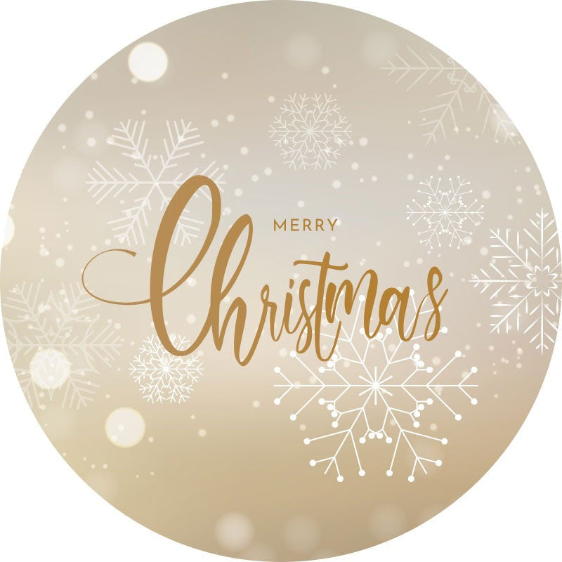Aperturee - White Snowflake Round Gold Christmas Backdorp