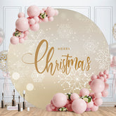 Aperturee - White Snowflake Round Gold Christmas Backdorp