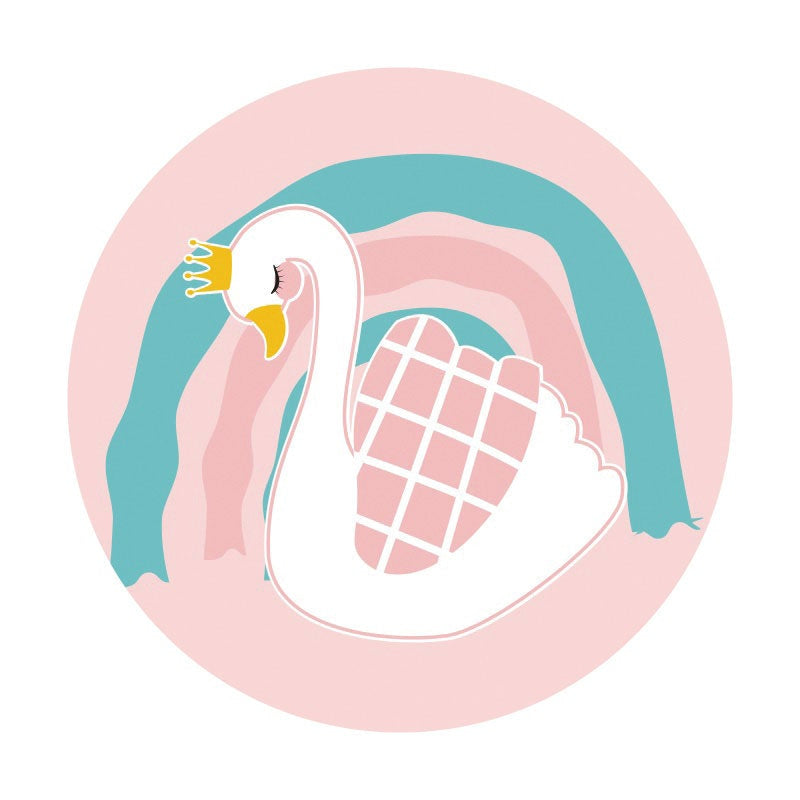 Aperturee - White Swan Round Girls Pink Baby Shower Backdrop