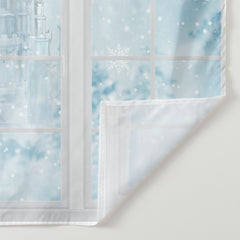 Aperturee - White Window Blue Castle Snowy Winter Backdrop
