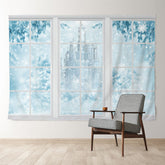 Aperturee - White Window Blue Castle Snowy Winter Backdrop