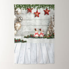 Aperturee - White Wood Snowman Star Christmas Photo? Backdrop