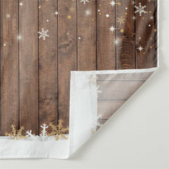 Aperturee - Wood Snowflake Glitter Winter Christmas Backdrop