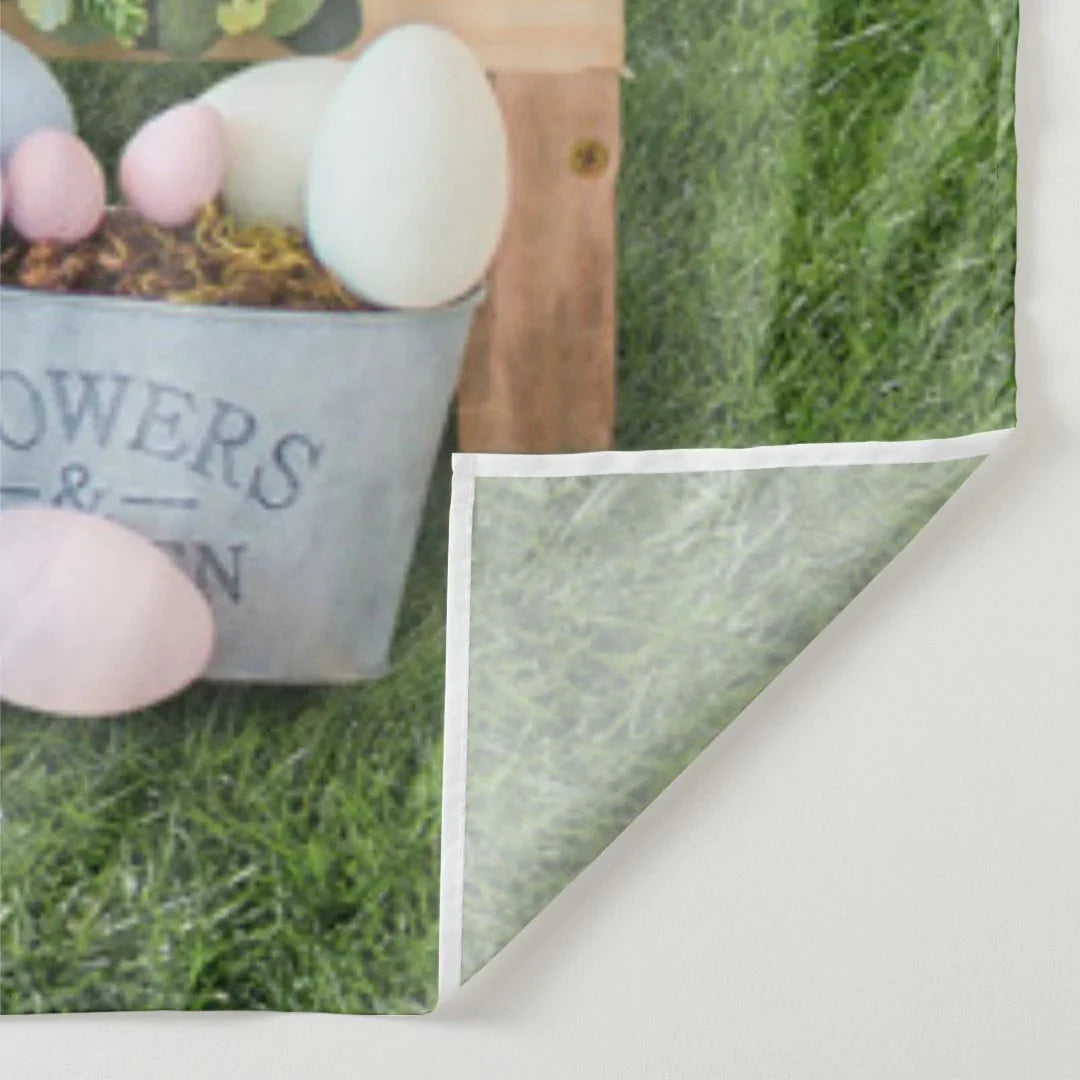 Aperturee - Wooden Backyard Easter Bunny Stop Here Backdrop