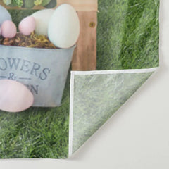 Aperturee - Wooden Backyard Easter Bunny Stop Here Backdrop