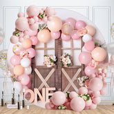 Aperturee - Wooden Balloons Round Happy Birthday Backdrop