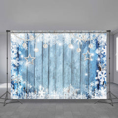 Aperturee - Wooden Snowflake Star Pearl Merry Christmas Backdrop