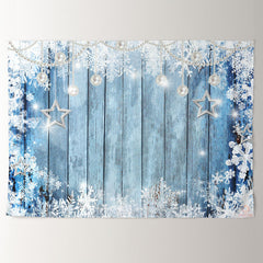 Aperturee - Wooden Snowflake Star Pearl Merry Christmas Backdrop