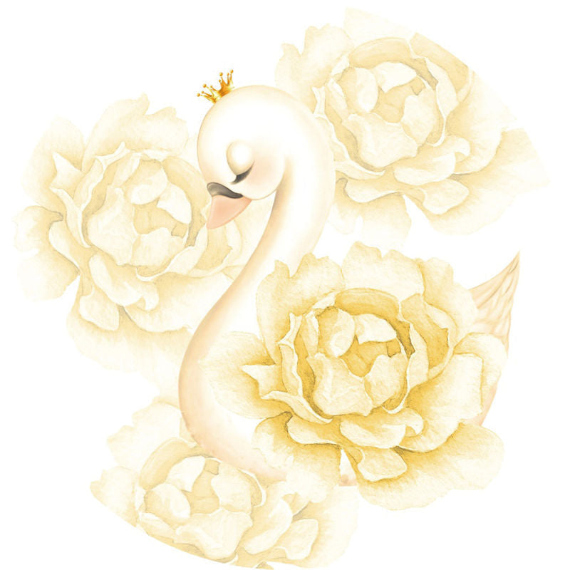 Aperturee - Yellow Swan Floral Round Baby Shower Backdrop