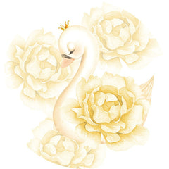 Aperturee - Yellow Swan Floral Round Baby Shower Backdrop